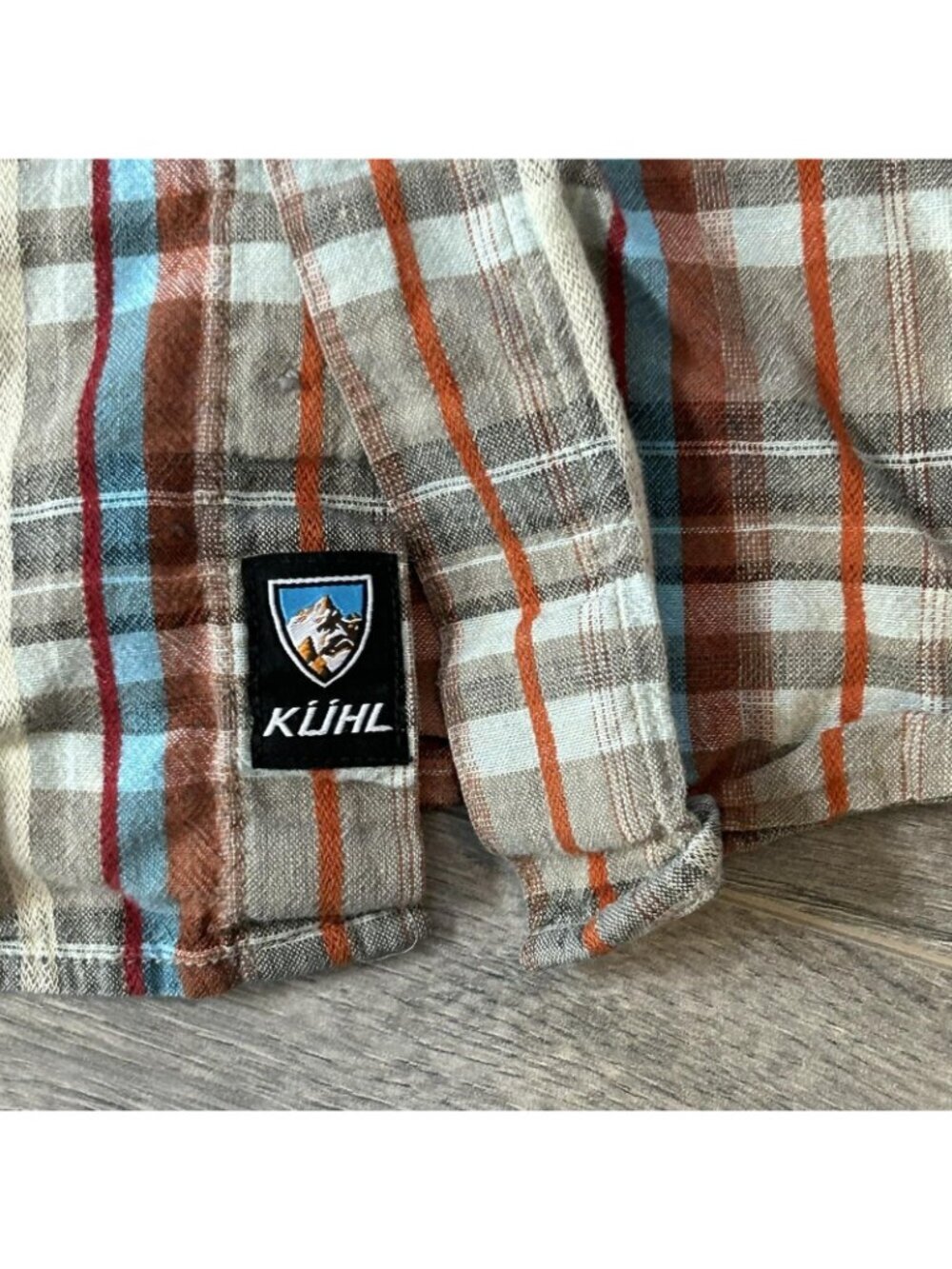 Kuhl Shirt Mens XL Brown Plaid Linen Short Sleeve Button Up Outdoor Hiking - Picture 10 of 13